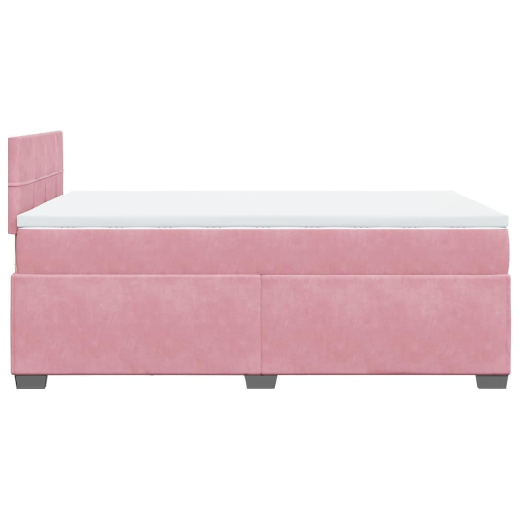 Cama boxspring com colchão 120x200 cm veludo rosa