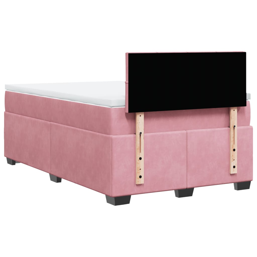 Cama boxspring com colchão 120x200 cm veludo rosa