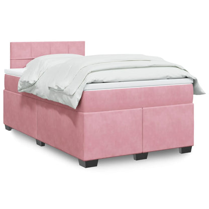 Cama boxspring com colchão 120x200 cm veludo rosa