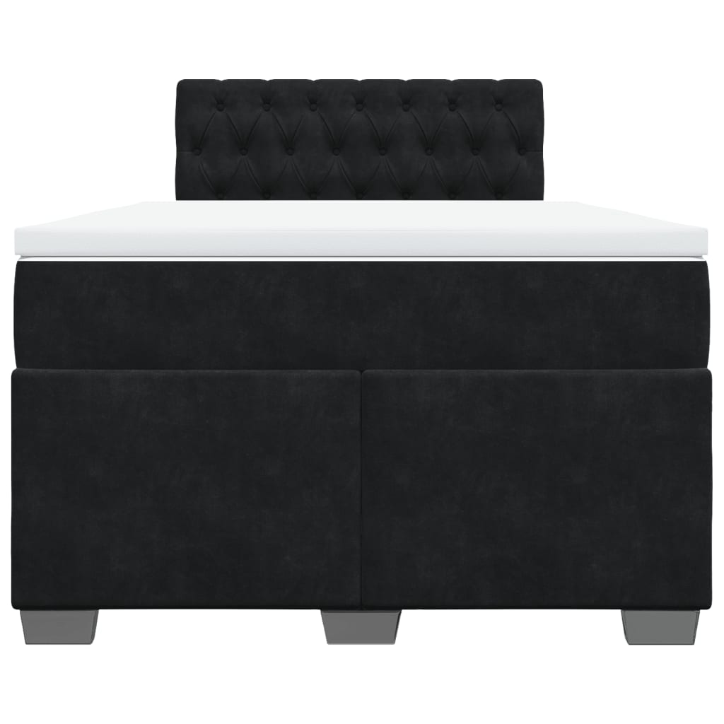 Cama boxspring com colchão 120x200 cm veludo preto