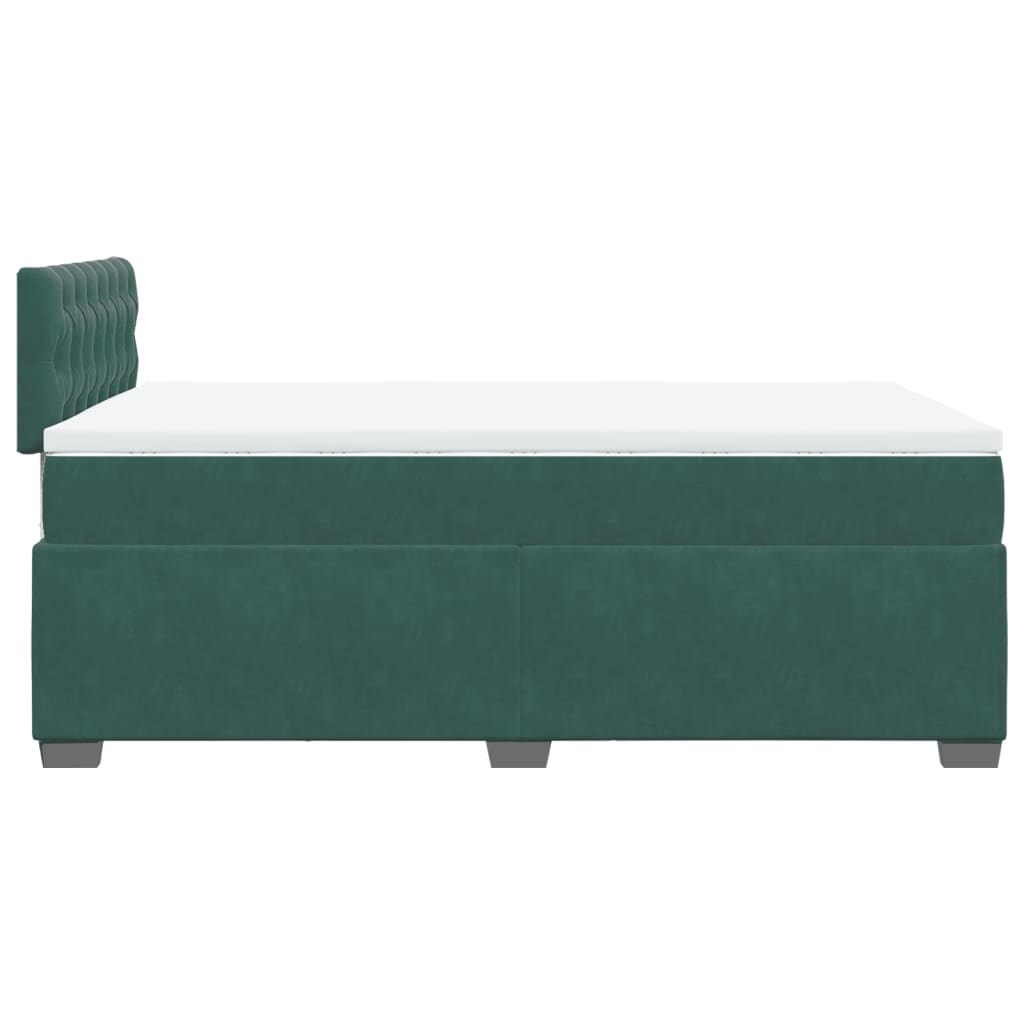 Cama boxspring com colchão 120x200 cm veludo verde-escuro