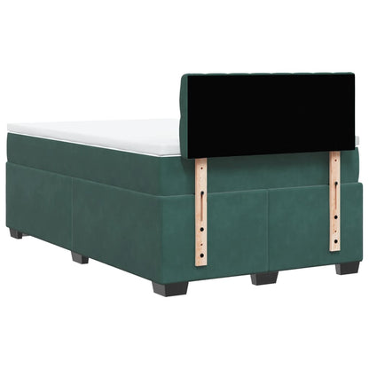 Cama boxspring com colchão 120x200 cm veludo verde-escuro