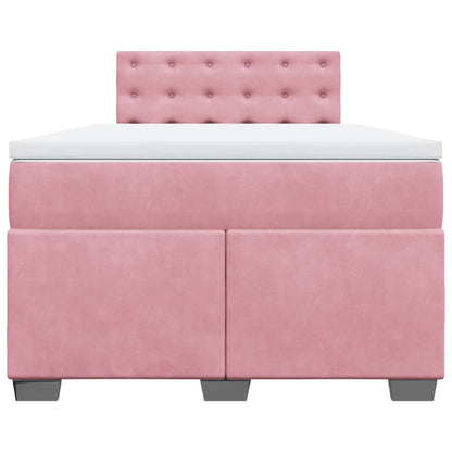 Cama boxspring com colchão 120x200 cm veludo rosa