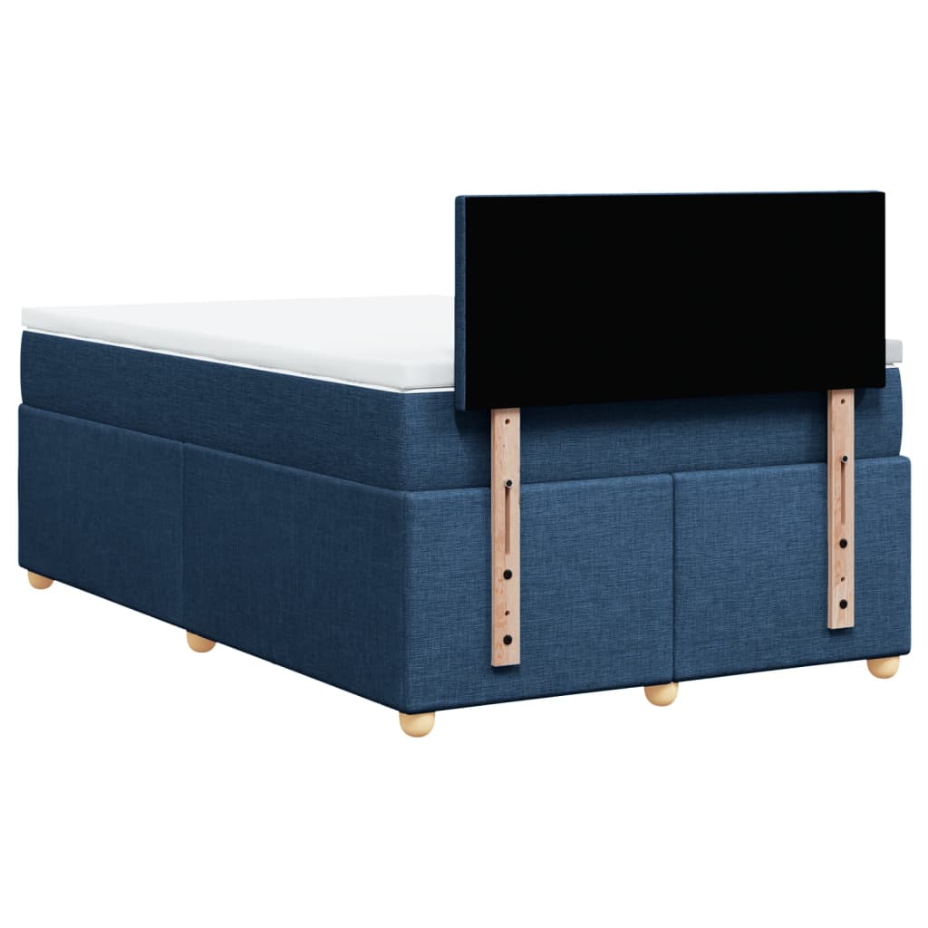 Cama boxspring com colchão 120x190 cm tecido azul