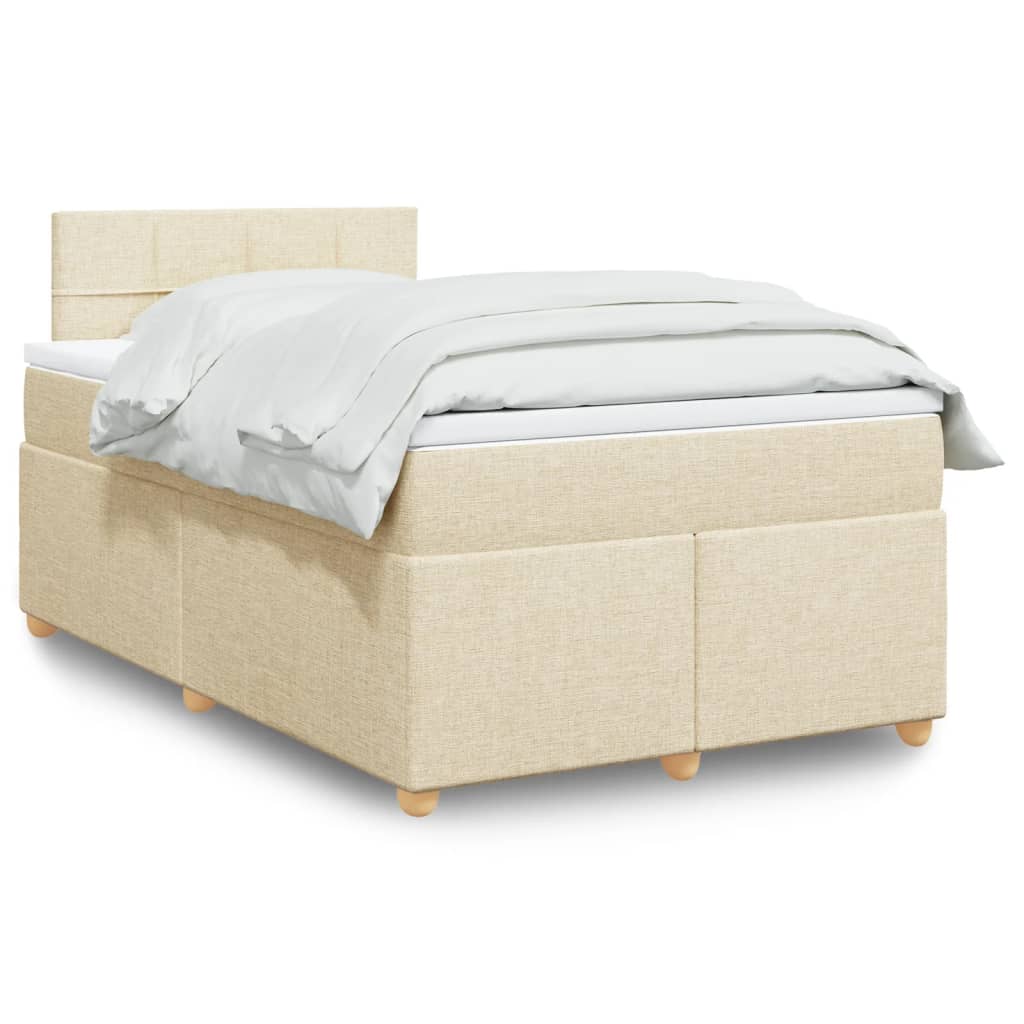 Cama boxspring com colchão 120x190 cm tecido cor creme