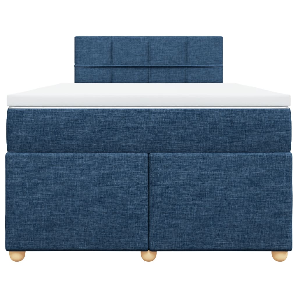 Cama boxspring com colchão 120x190 cm tecido azul