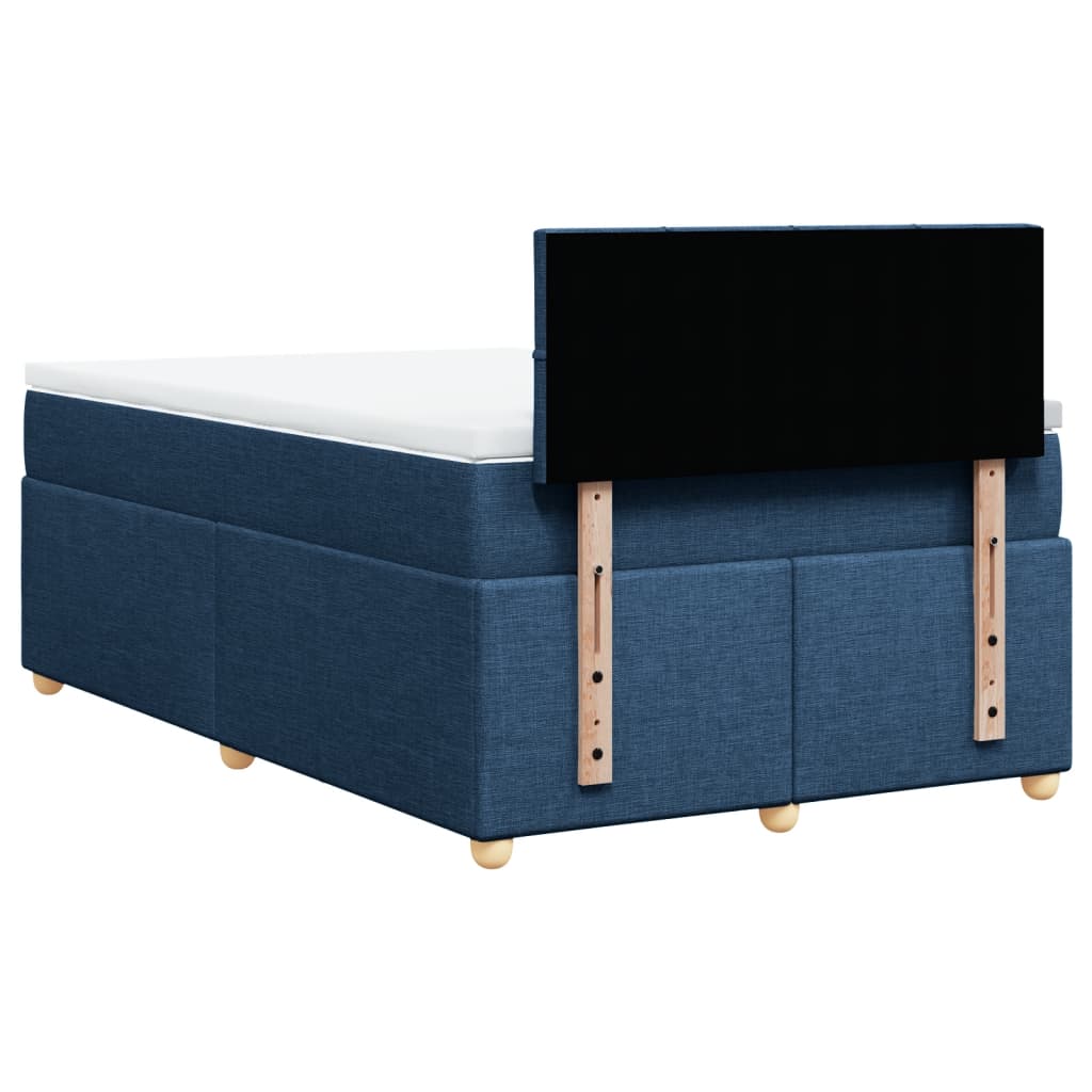 Cama boxspring com colchão 120x190 cm tecido azul