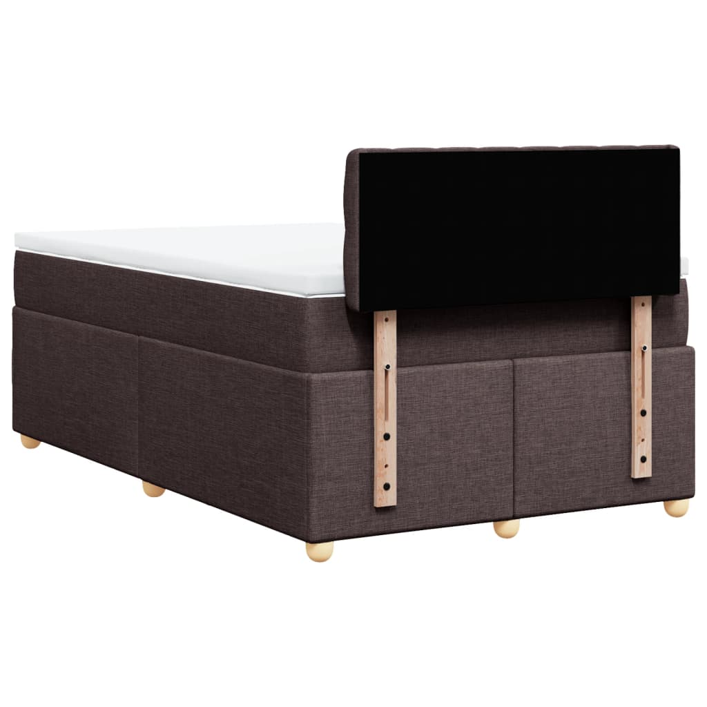 Cama boxspring com colchão 120x190 cm tecido castanho-escuro