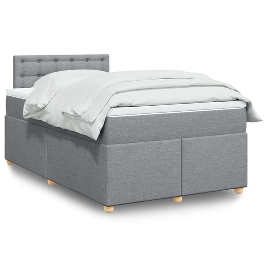 Cama boxspring com colchão 120x190 cm tecido cinzento-claro