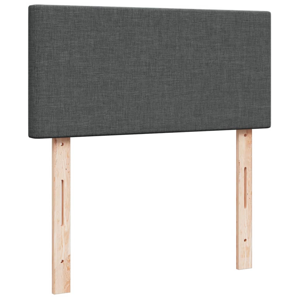 Cama box spring com colchão solteiro tecido cinzento-escuro