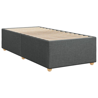 Cama box spring com colchão solteiro tecido cinzento-escuro