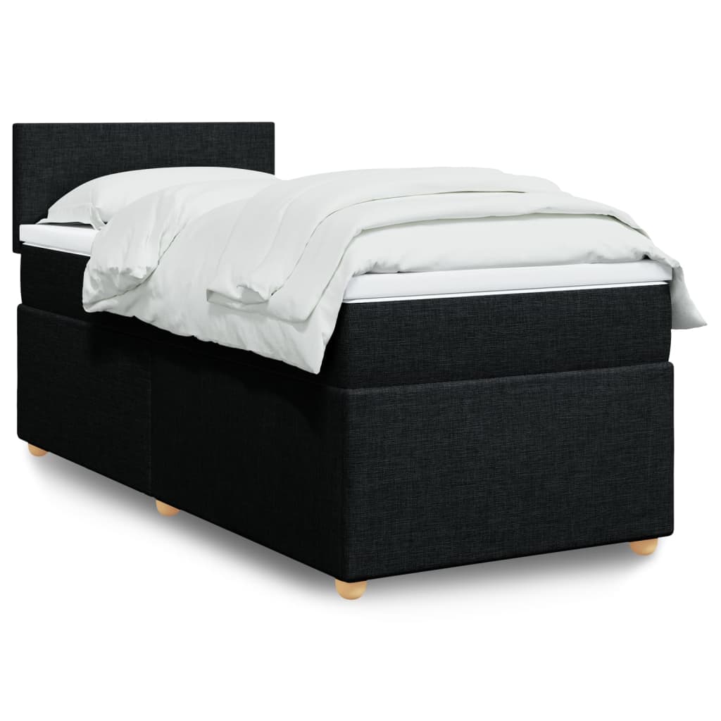 Cama box spring com colchão solteiro tecido preto