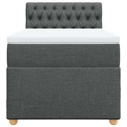 Cama box spring com colchão solteiro tecido cinzento-escuro