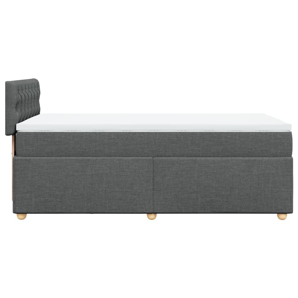 Cama box spring com colchão solteiro tecido cinzento-escuro