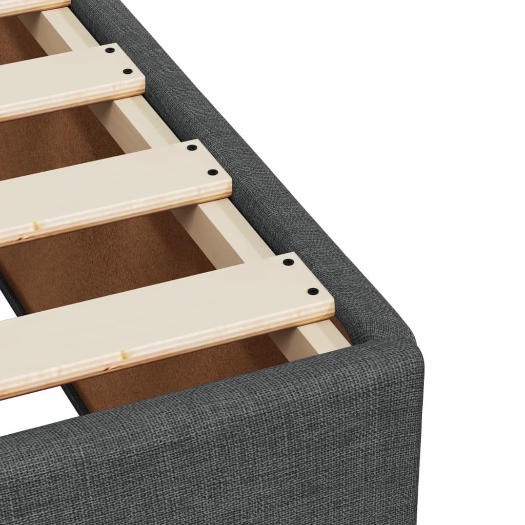 Cama box spring com colchão solteiro tecido cinzento-escuro