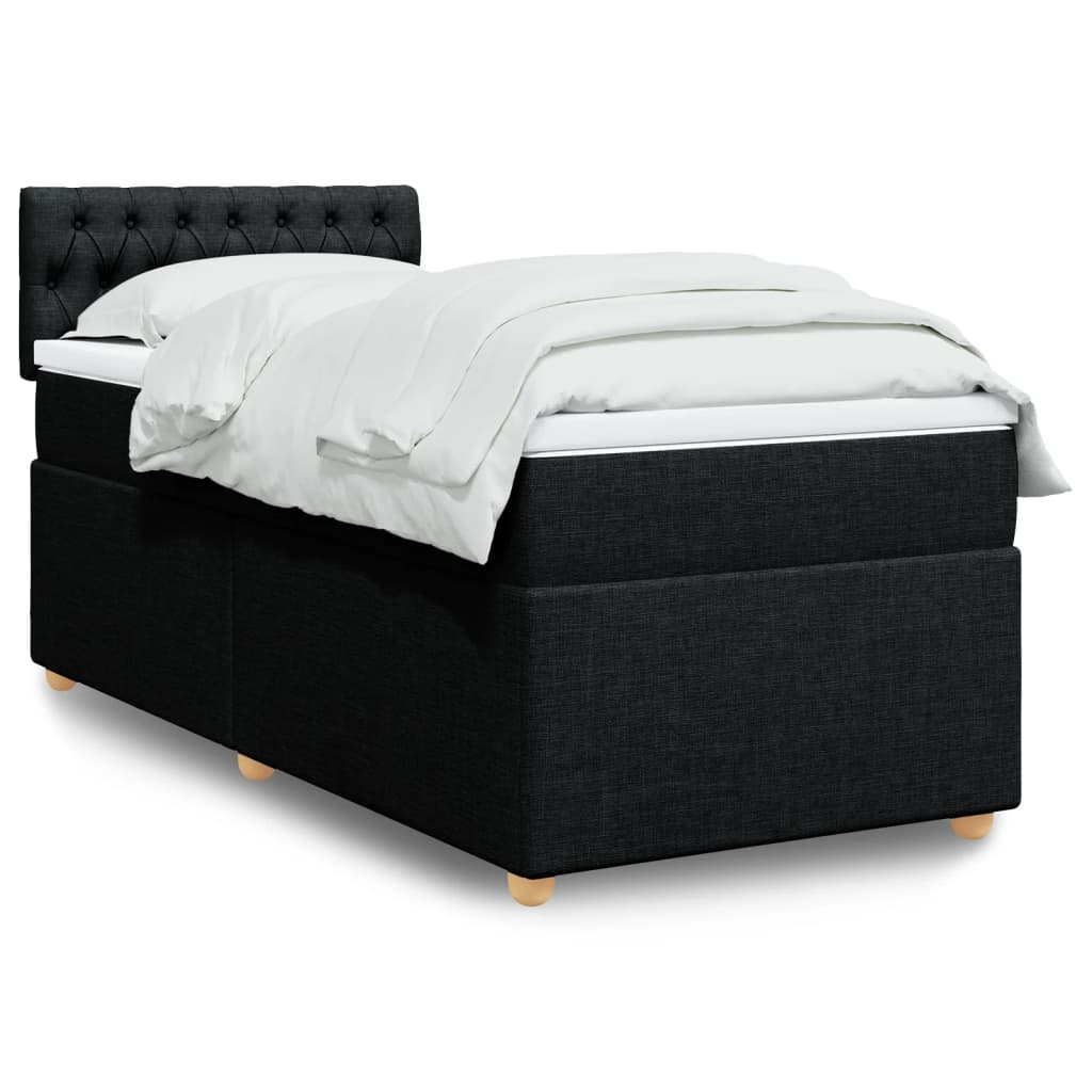 Cama box spring com colchão solteiro tecido preto