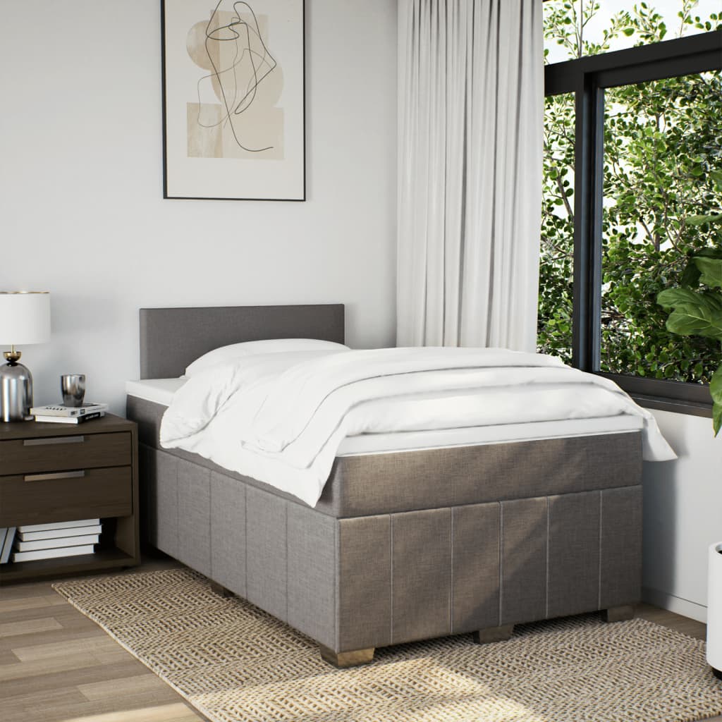 Cama boxspring c/ colchão 120x190cm tecido castanho-acinzentado