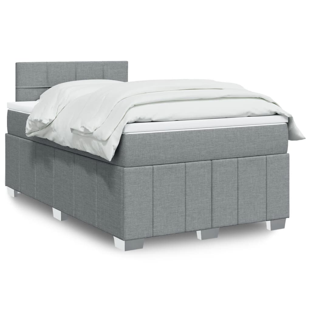 Cama boxspring com colchão 120x190 cm tecido cinzento-claro