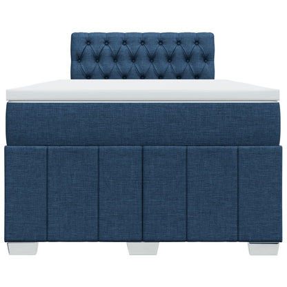 Cama boxspring com colchão 120x190 cm tecido azul