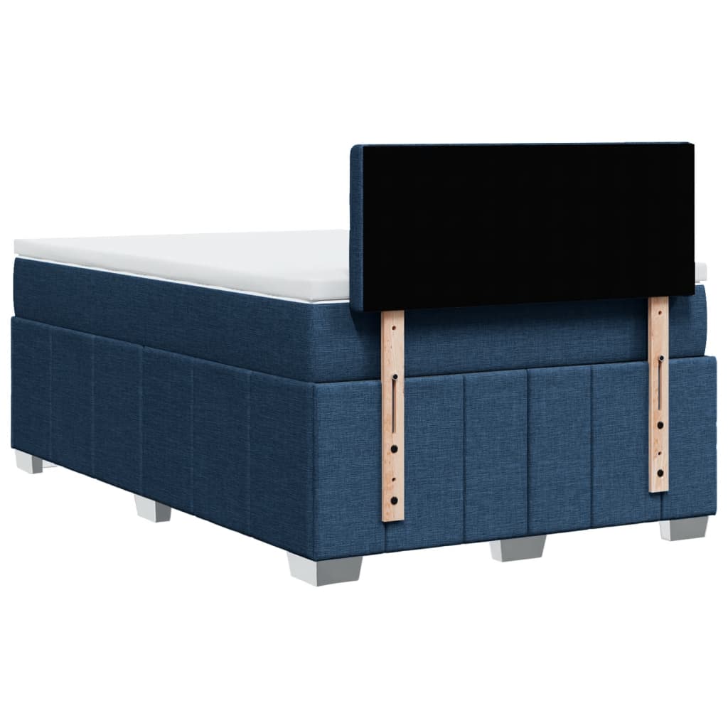 Cama boxspring com colchão 120x190 cm tecido azul