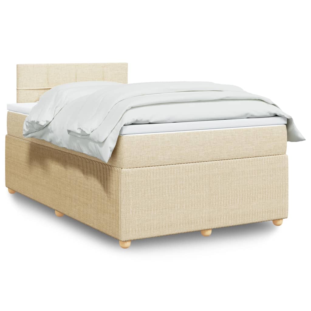 Cama boxspring com colchão 120x190 cm tecido cor creme