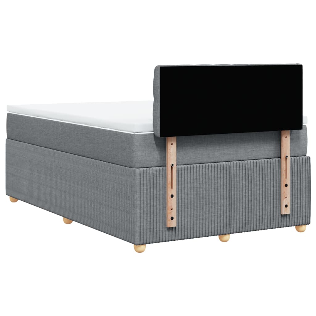 Cama boxspring com colchão 120x190 cm tecido cinzento-claro