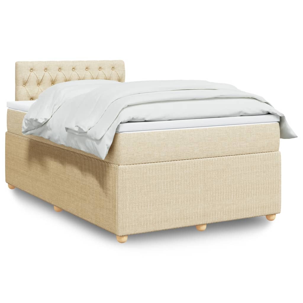 Cama boxspring com colchão 120x190 cm tecido cor creme