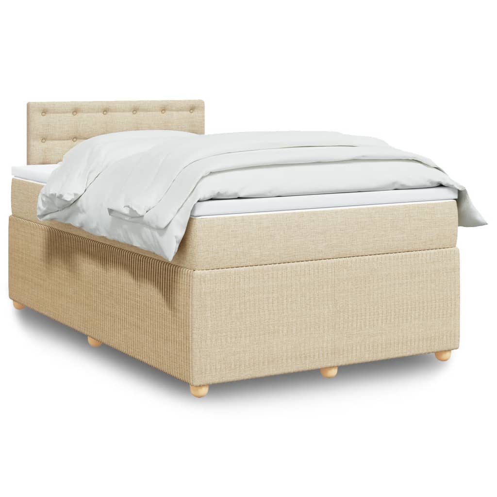 Cama boxspring com colchão 120x190 cm tecido cor creme