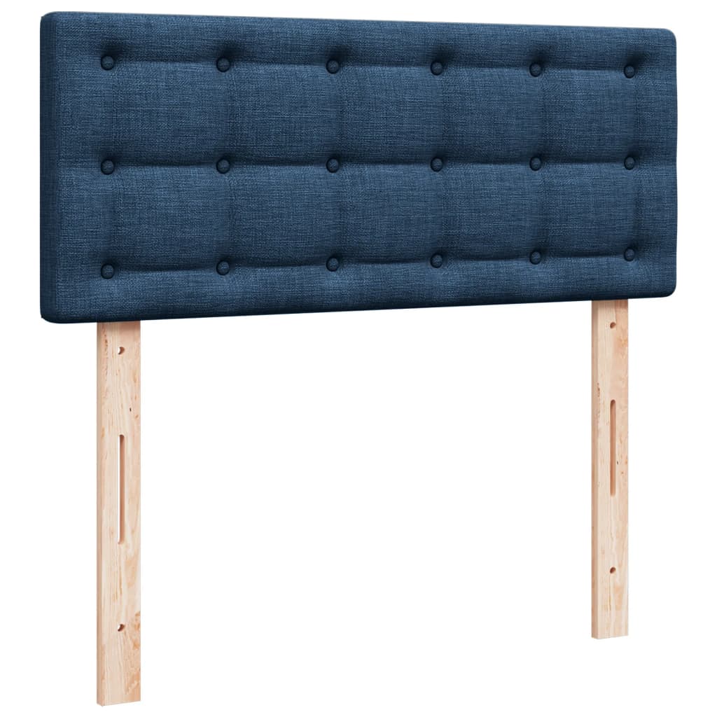 Cama boxspring com colchão 120x190 cm tecido azul