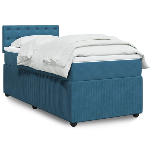 Cama boxspring com colchão 80x200 cm veludo azul