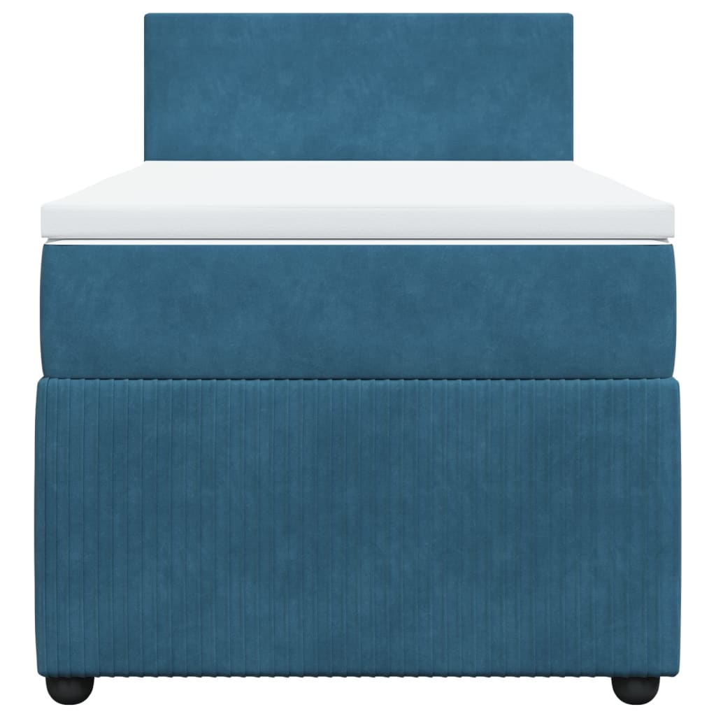 Cama boxspring com colchão 90x190 cm veludo azul