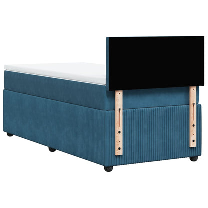 Cama boxspring com colchão 90x200 cm veludo azul