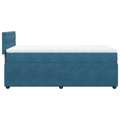 Cama boxspring com colchão 100x200 cm veludo azul