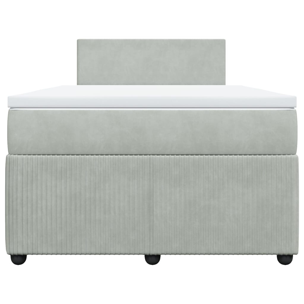 Cama boxspring com colchão 120x190 cm veludo cinzento-claro