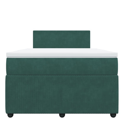 Cama boxspring com colchão 120x190 cm veludo verde-escuro