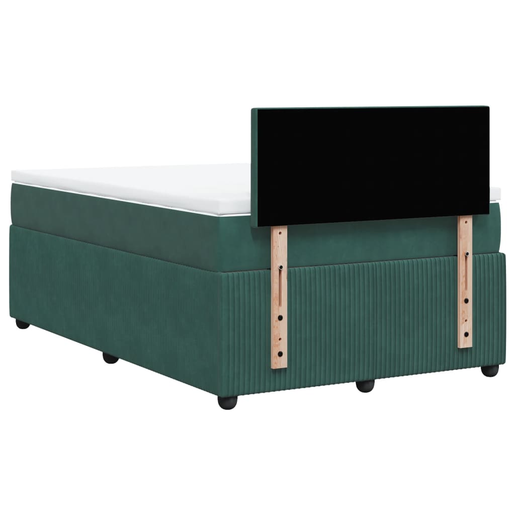 Cama boxspring com colchão 120x190 cm veludo verde-escuro