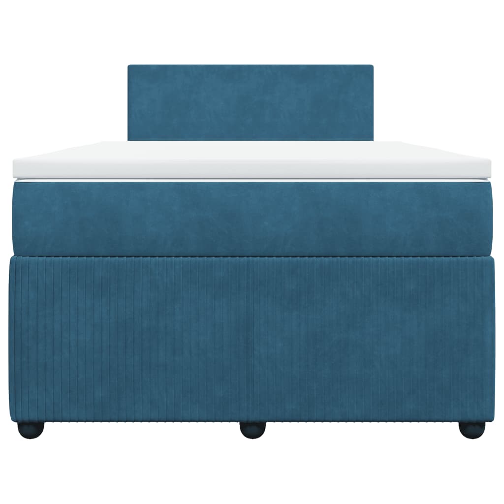 Cama boxspring com colchão 120x190 cm veludo azul