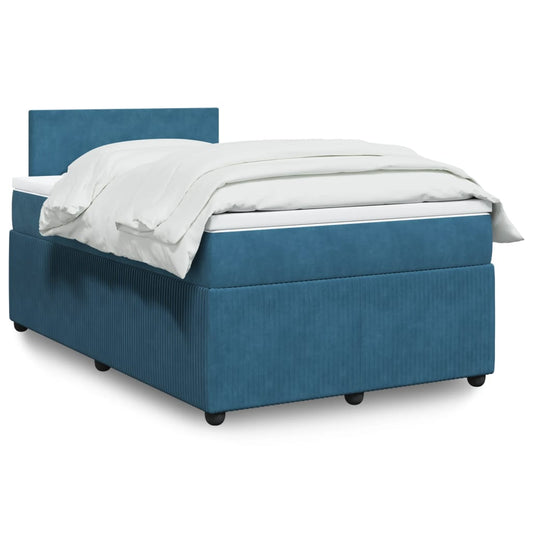 Cama boxspring com colchão 120x190 cm veludo azul