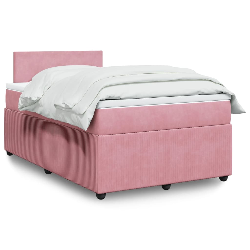 Cama boxspring com colchão 120x190 cm veludo rosa