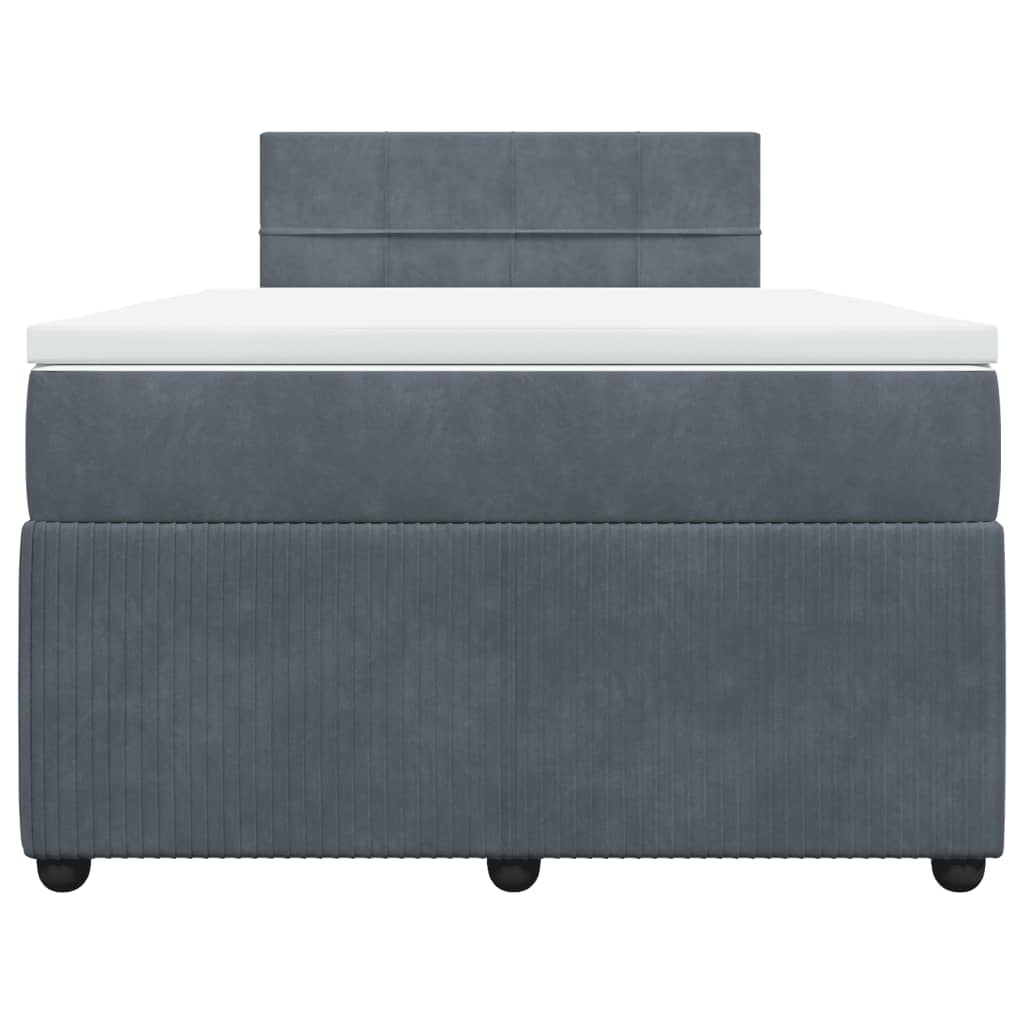 Cama boxspring com colchão 120x190 cm veludo cinzento-escuro