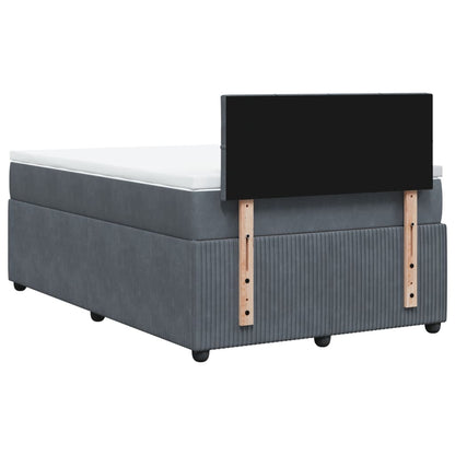 Cama boxspring com colchão 120x190 cm veludo cinzento-escuro