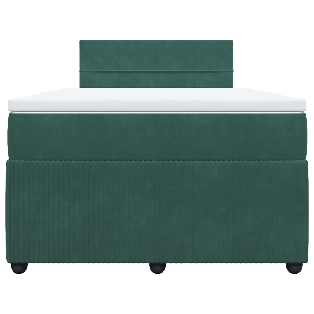 Cama boxspring com colchão 120x190 cm veludo verde-escuro