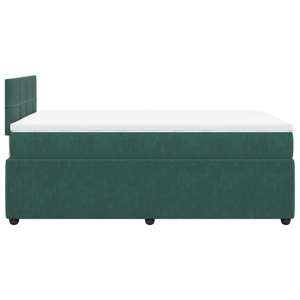 Cama boxspring com colchão 120x190 cm veludo verde-escuro