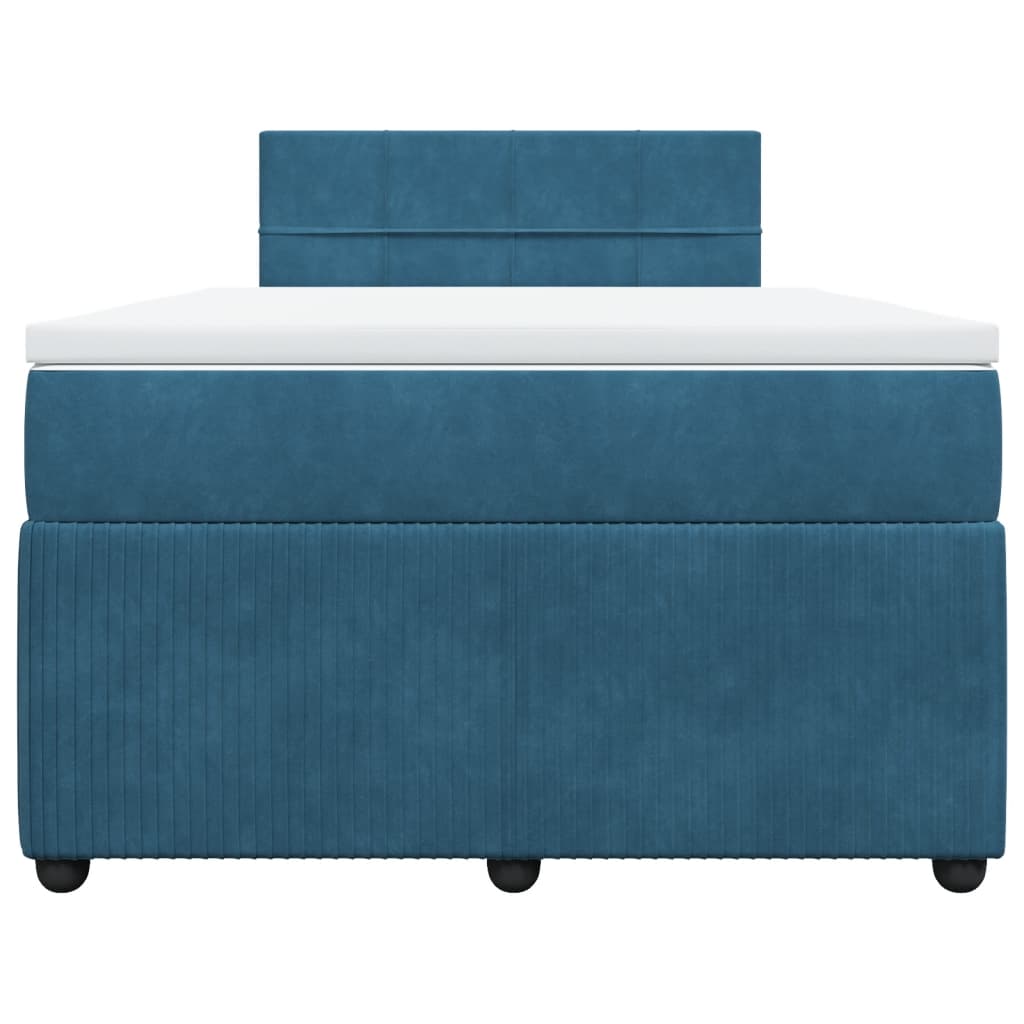 Cama boxspring com colchão 120x190 cm veludo azul