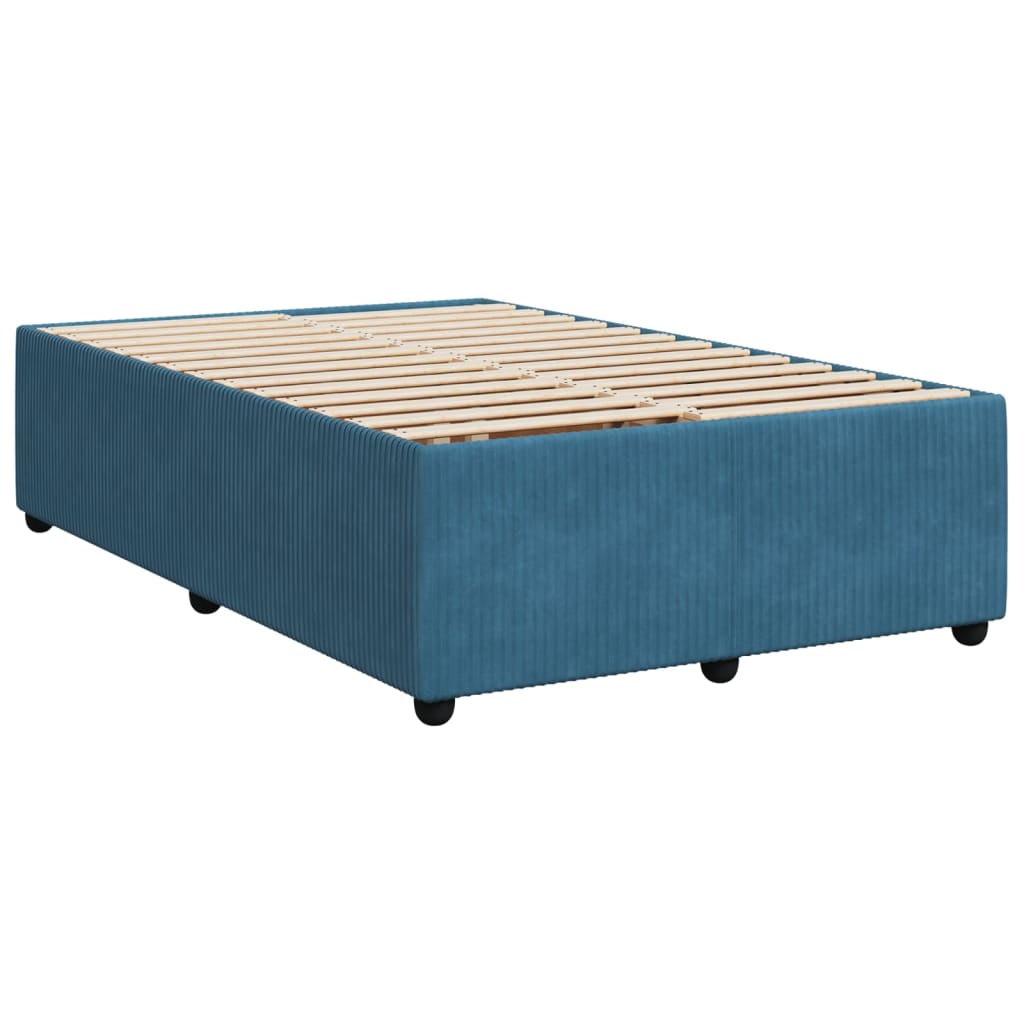 Cama boxspring com colchão 120x190 cm veludo azul