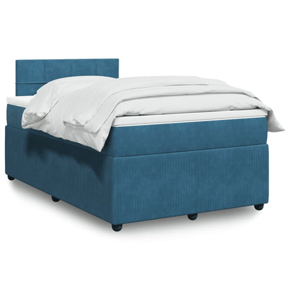 Cama boxspring com colchão 120x190 cm veludo azul