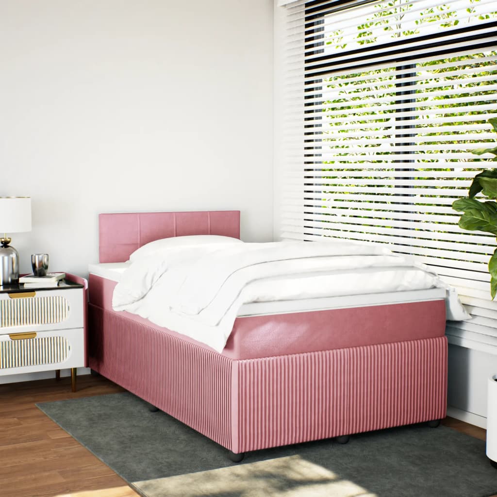 Cama boxspring com colchão 120x190 cm veludo rosa