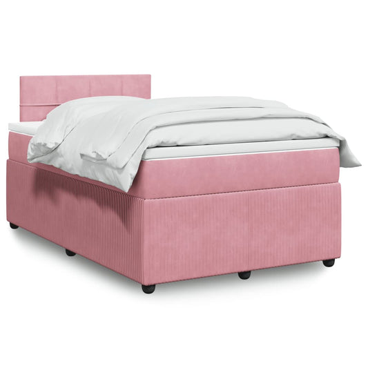 Cama boxspring com colchão 120x190 cm veludo rosa