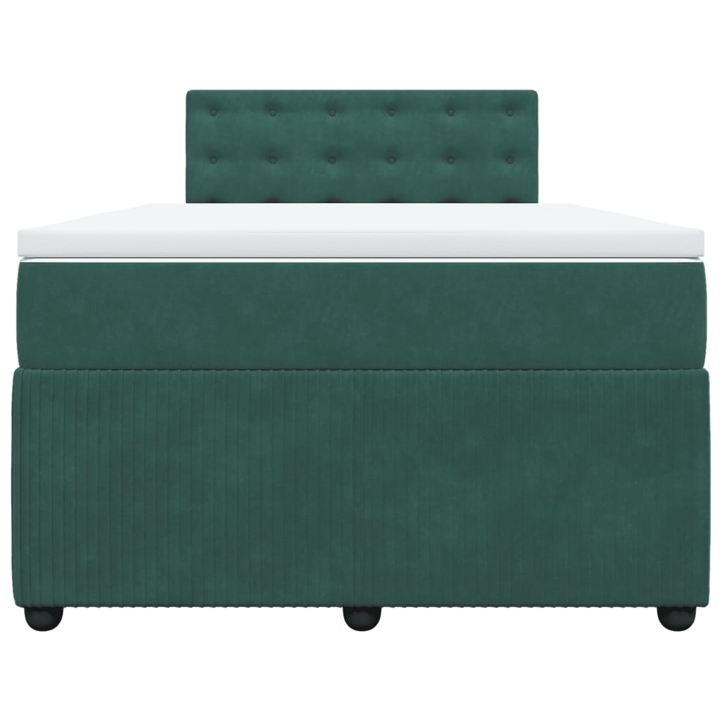 Cama boxspring com colchão 120x190 cm veludo verde-escuro