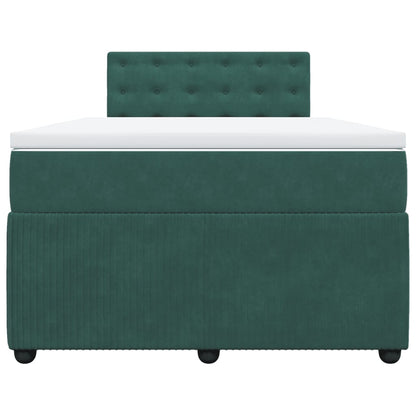 Cama boxspring com colchão 120x190 cm veludo verde-escuro